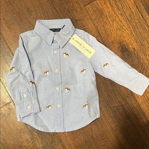 Janie and Jack Light Blue Shirt with Horse Design